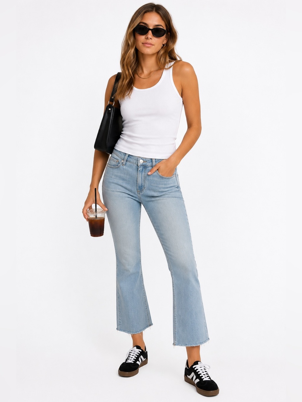 PAIGE Colette Crop Flare Jeans 28 Light Wash Raw Hem High Rise Stretch Denim‎